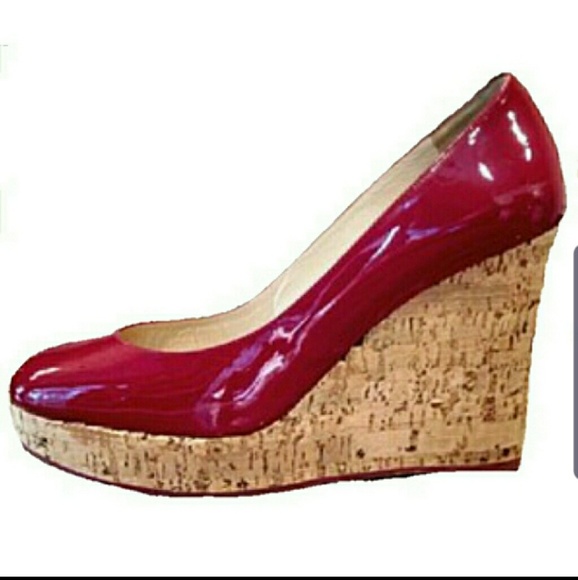 Yves Saint Laurent Shoes - YSL Red Patent Cork Wedges
